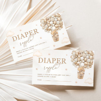 Teddy Bear Neutral Baby Shower Diaper Raffle Enclosure Card