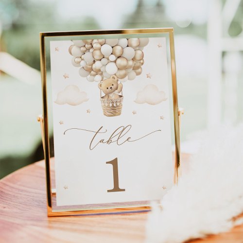 Teddy Bear Neutral  Baby Shower Table Number