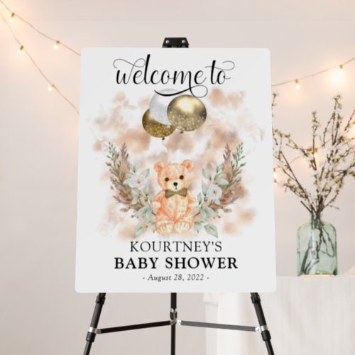 Teddy Bear Neutral Baby Shower Welcome Sign