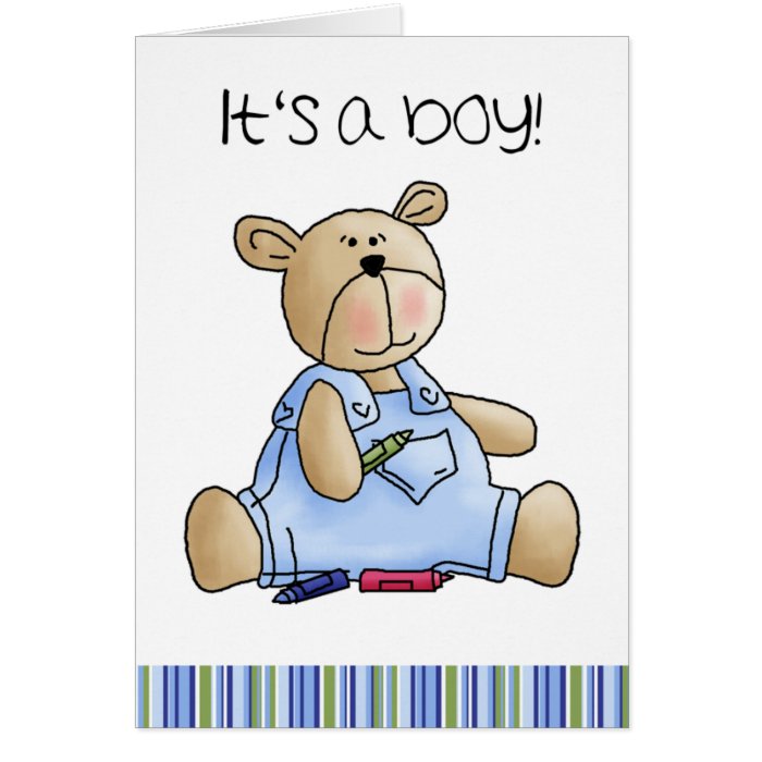 Teddy Bear  New Baby Boy Congratulation Card