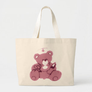 Teddy Bear Nurse In Pink Large Tote Bag