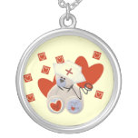Teddy Bear Nurse Love Tshirts and Gifts Silver Plated Necklace