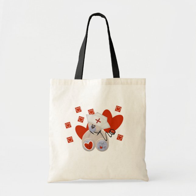 Teddy Bear Nurse Love Tshirts and Gifts Tote Bag (Front)