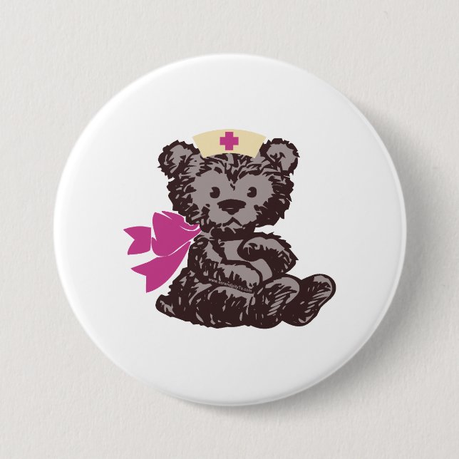 Teddy Bear Nurse (Pink) Button (Front)
