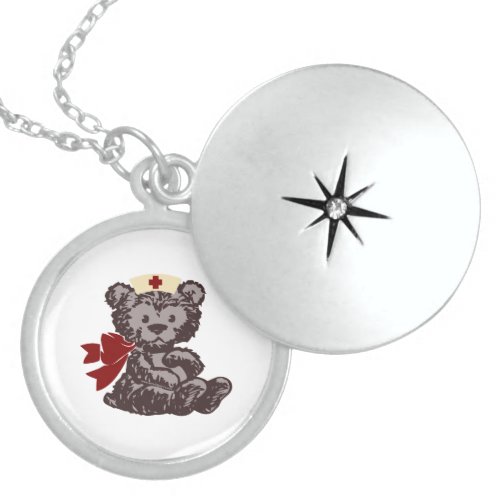 Teddy Bear Nurse Red Locket Necklace