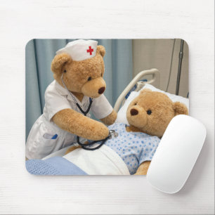 Teddy Bear Nurse with a Stethoscope Mouse Pad