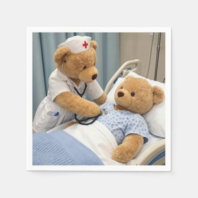Teddy Bear Nurse with a Stethoscope  Napkins (Front)