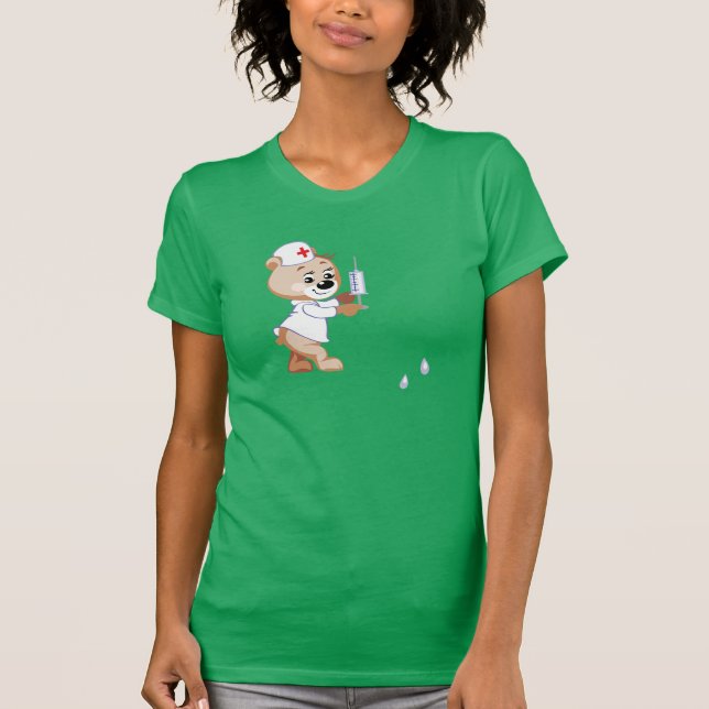 Teddy Bear Nurse Womens T-Shirt (Front)