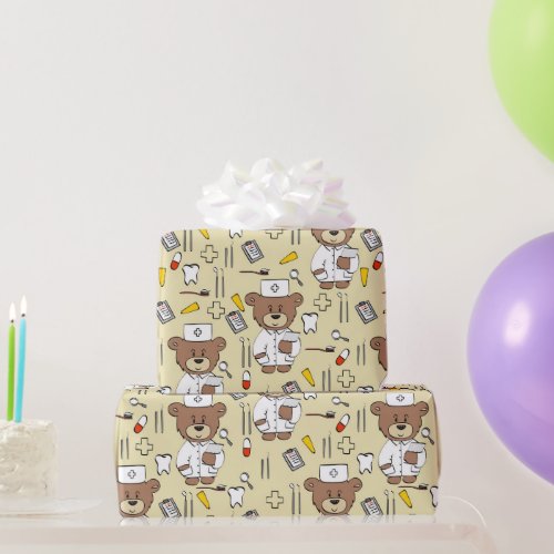 Teddy Bear Nurse  Wrapping Paper