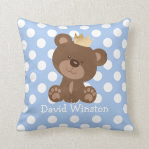 Teddy Bear Nursery Decor Baby Boy Personalized Throw Pillow