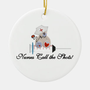 Teddy Bear Nurses Call the Shots T-shirts and Gift Ceramic Ornament