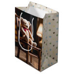 Teddy Bear On A Chair With Polka Dots Medium Gift Bag