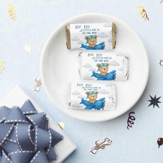 Teddy Bear on a Plane Baby Shower Candy |  Hershey's Miniatures (Party)