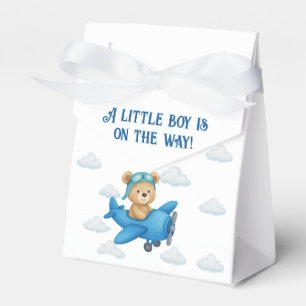 Teddy Bear on Airplane Baby Shower Favor Box