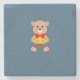 Teddy Bear on Blue Stone Coaster