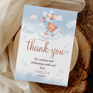 Teddy Bear on Cloud Baby Shower Thank You Card