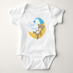 Teddy Bear on Crescent Moon Baby Bodysuit