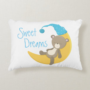 Teddy Bear on Crescent Moon Nursery Decorative Pillow