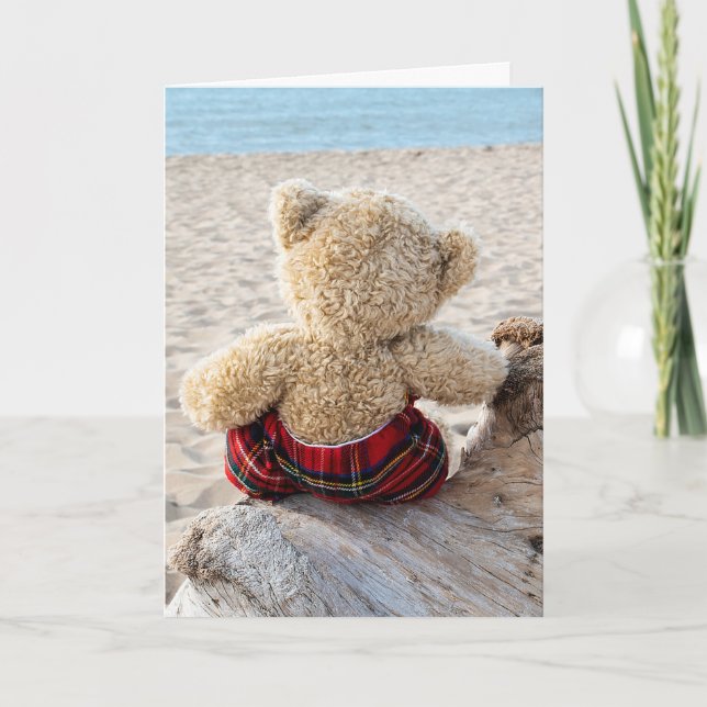Teddy Bear On Driftwood Card (Front)