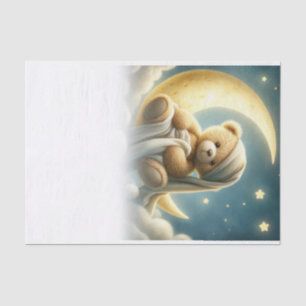 Teddy Bear on Moon Glow Stars Celestial Sky Tissue Paper