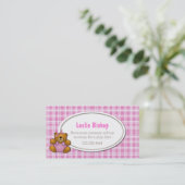 Teddy Bear on Pink Plaid Play Date Card (Standing Front)