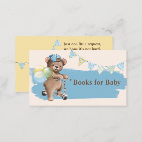 Teddy Bear on Scooter Baby Shower Books for Baby Business Card