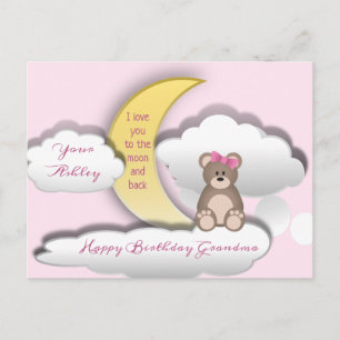 Teddy Bear on the Moon Birthday Postcard