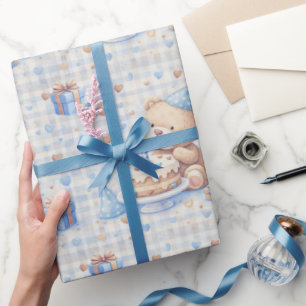Teddy Bear One Year Old Birthday Wrapping Paper
