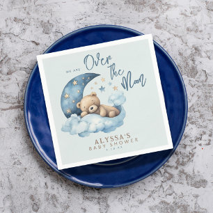 Teddy Bear Over the Moon Blue Baby Shower Napkins