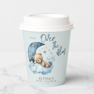 Teddy Bear Over the Moon Blue Baby Shower Paper Cups