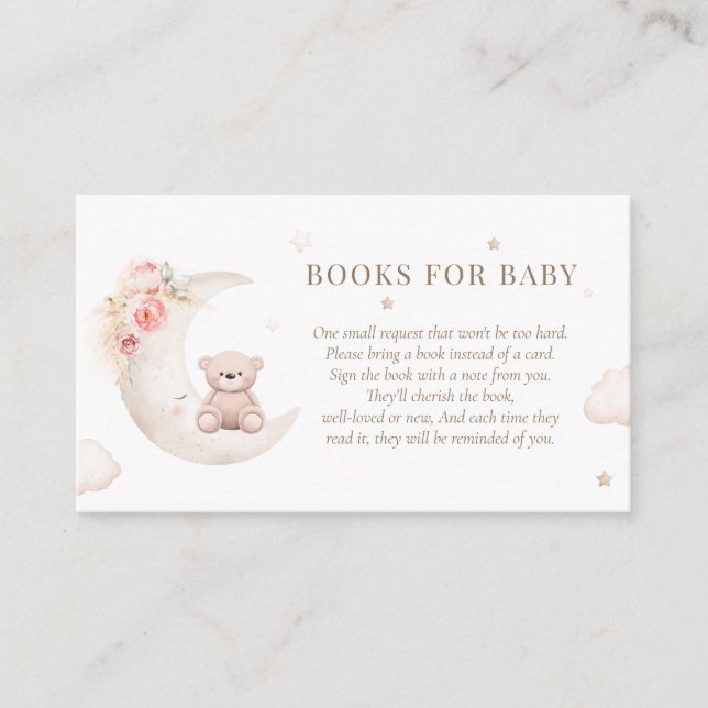 Teddy Bear Over The Moon Books For Baby Enclosure Card (Front)