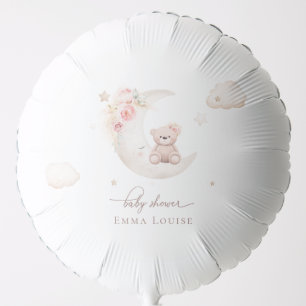 Teddy Bear Over The Moon Neutral Baby Shower Balloon