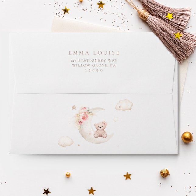 Teddy Bear Over The Moon Neutral Baby Shower  Envelope (Creator Uploaded)