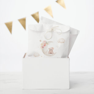 Teddy Bear Over The Moon Neutral Baby Shower  Favor Bag