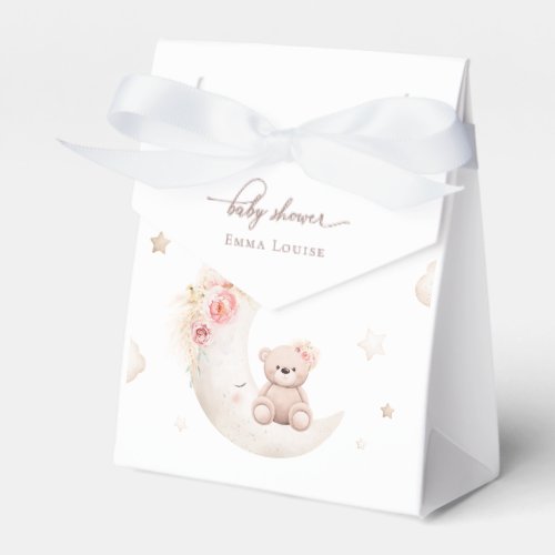 Teddy Bear Over The Moon Neutral Baby Shower Favor Boxes