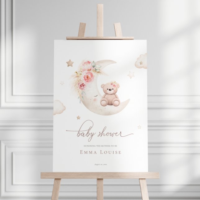 Teddy Bear Over The Moon Neutral Baby Shower  Foam Board (Creator Uploaded)