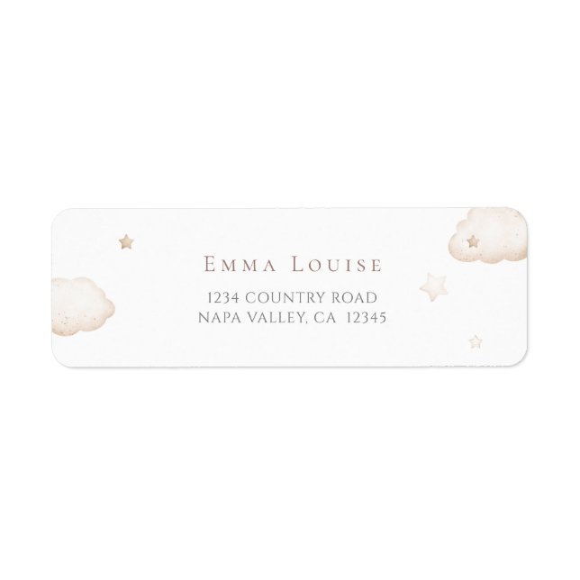 Teddy Bear Over The Moon Neutral Baby Shower  Label (Front)