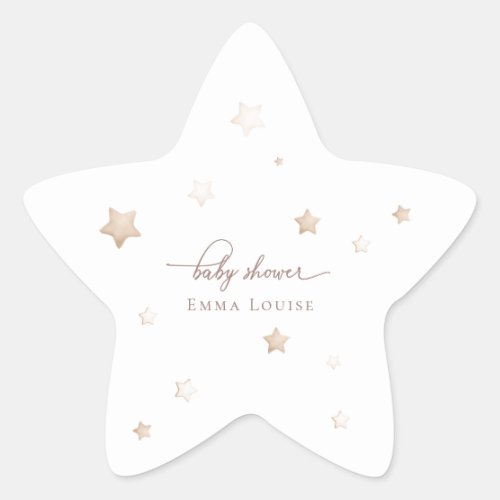 Teddy Bear Over The Moon Neutral Baby Shower  Star Sticker