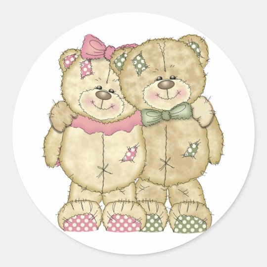 Teddy Bear Pair - Original Colors Classic Round Sticker