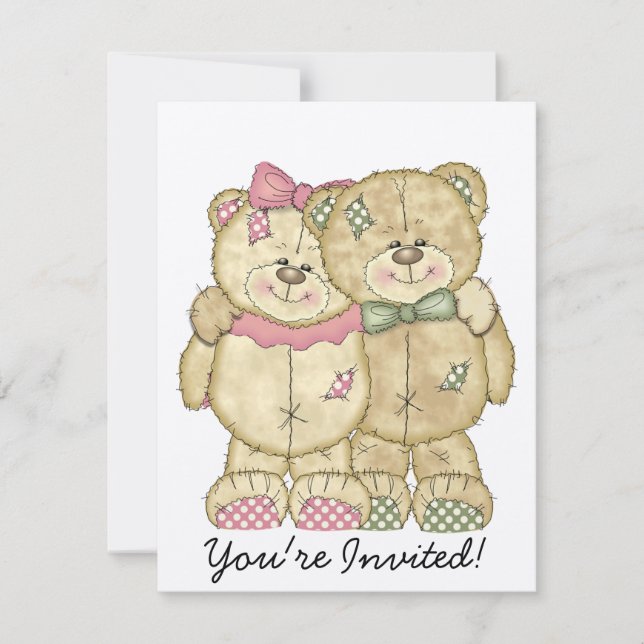 Teddy Bear Pair - Original Colors Invitation (Front)