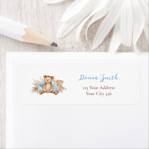 Teddy Bear Pampas Grass Address Labels