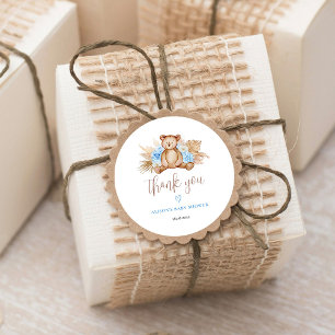 Teddy Bear Pampas Grass Baby Thank you Classic Round Sticker