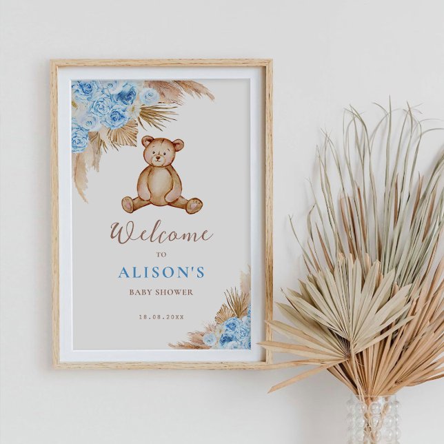 Teddy Bear Pampas Grass Baby Welcome Sign (Creator Uploaded)