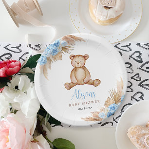Teddy Bear Pampas Grass Paper Plates