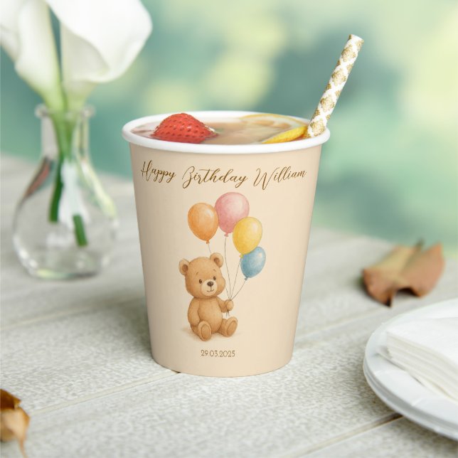 Teddy Bear Paper Cup with Pastel Balloons (Insitu)