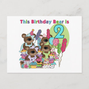 Teddy Bear Party 2nd Birthday T-shirts and Gifts Invitation Postcard