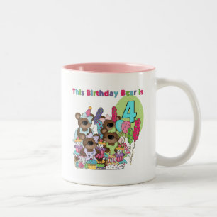 Teddy Bear Party 4th Birthday Tshirts and Gifts Two-Tone Coffee Mug