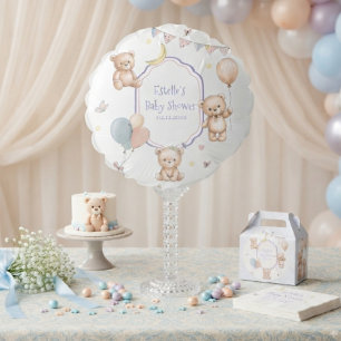 Teddy Bear Pastel Purple Stars Balloons Baby Show