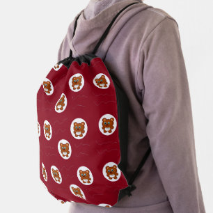 Teddy bear pattern drawstring bag