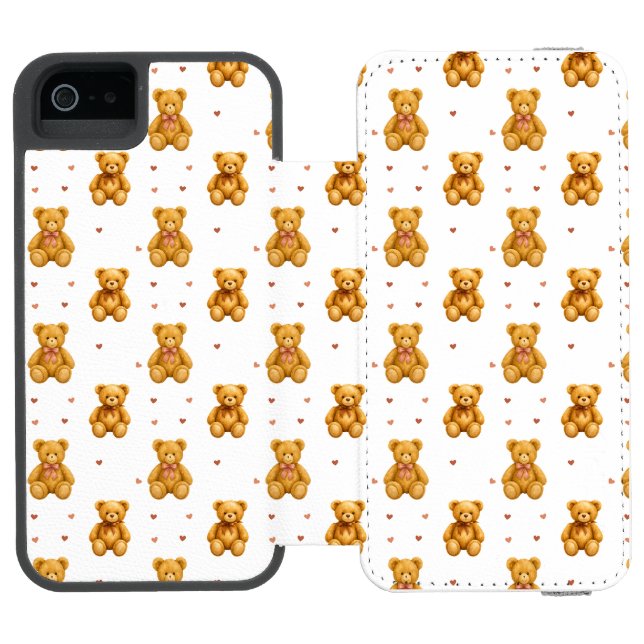 Teddy Bear Pattern Incipio iPhone Wallet Case (Folio Open)